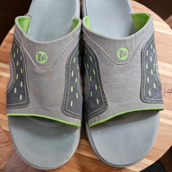 Merrill Men's rugged Castle Rock/Kiwi waterproof slide sandals, EUC, size 14 - Picture 5 of 16